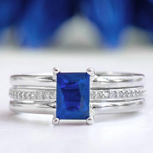 Blue Sapphire Gemstone ring, size 7, 925 Sterling Silver Charmed Aroma - Picture 1 of 5